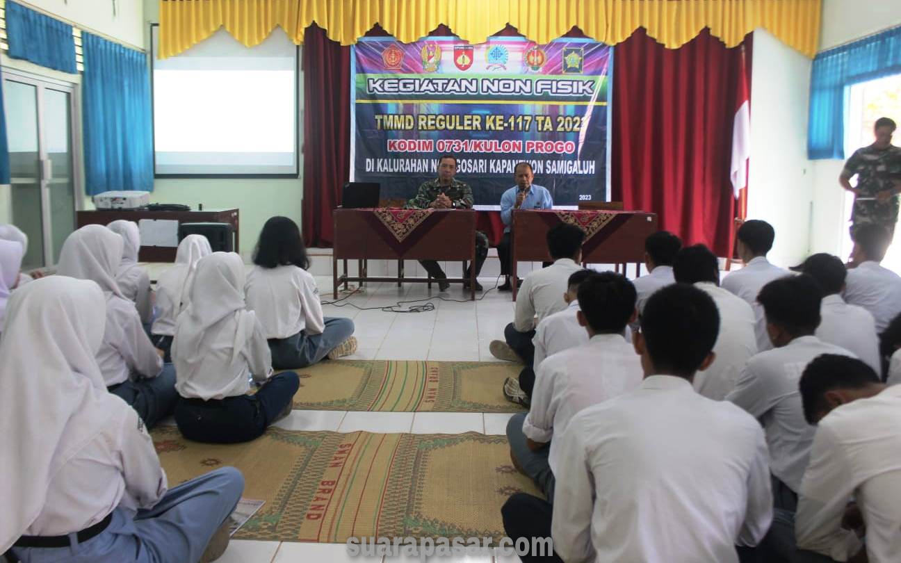 Satgas TMMD Reguler 117 Ngargosari Samigaluh Berikan Wawasan Penyuluhan Wasbang dan Bela Negara di SMAN 1 Samigaluh 