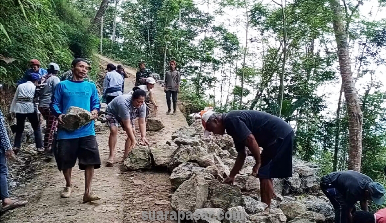 Bronjong Kawat Penguat Tanah Selesai Dikerjakan TMMD Reguler 117 Kodim 0731/Kulon Progo