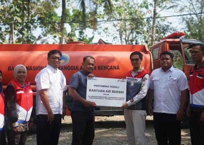 Kekeringan di Sejumlah Wilayah Akibat Kemarau Elnino, Pertamina Kirim Bantuan Air Bersih di Kalurahan Bangunjiwo Bantul