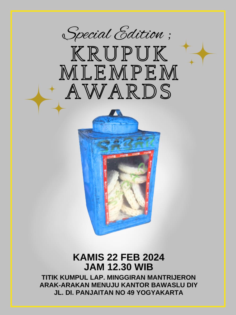 Kamis Besok, GARDA Serahkan Krupuk Melempem Award Ke Bawaslu DIY